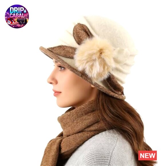 Wool Bucket Hat Vintage Floral Winter Dress Hat Packable main image 6